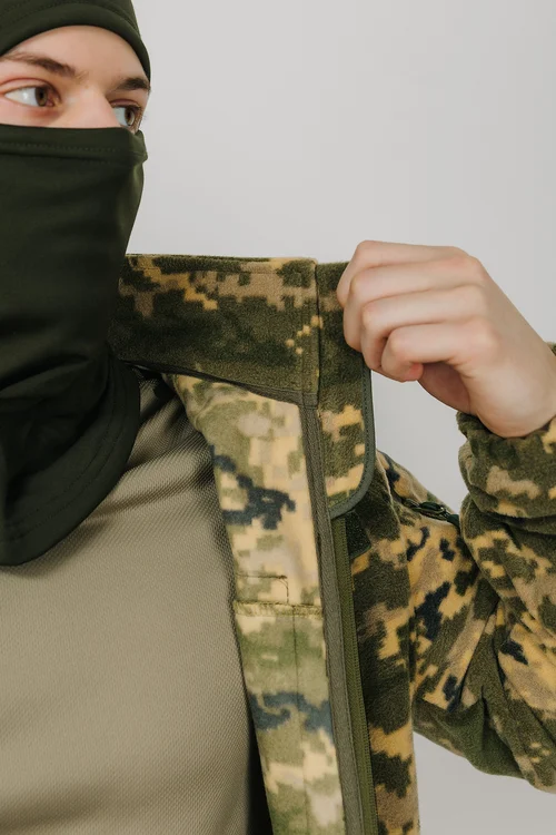FLEECE JACKET ARMY OLIVE-PIXEL - фото №5