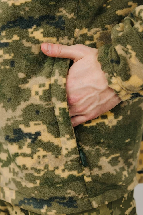 FLEECE JACKET ARMY OLIVE-PIXEL - фото №3