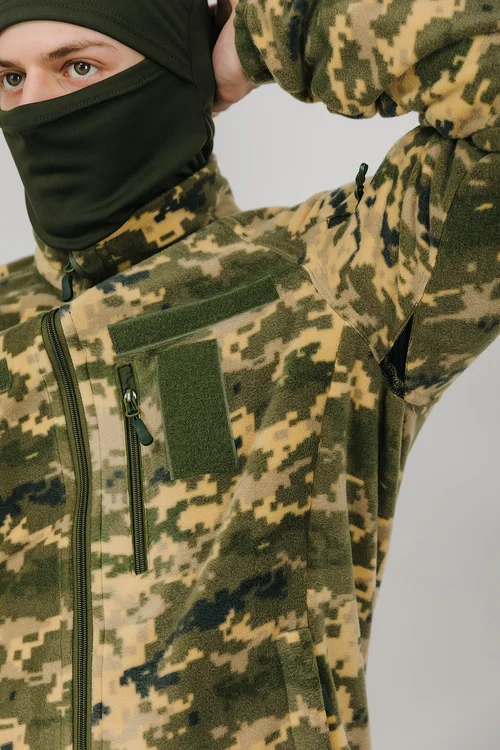 FLEECE JACKET ARMY OLIVE-PIXEL - фото №2