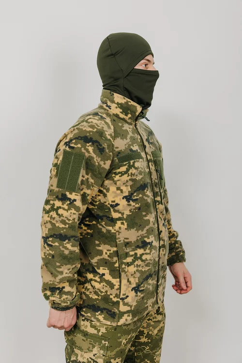 FLEECE JACKET ARMY OLIVE-PIXEL - фото №4