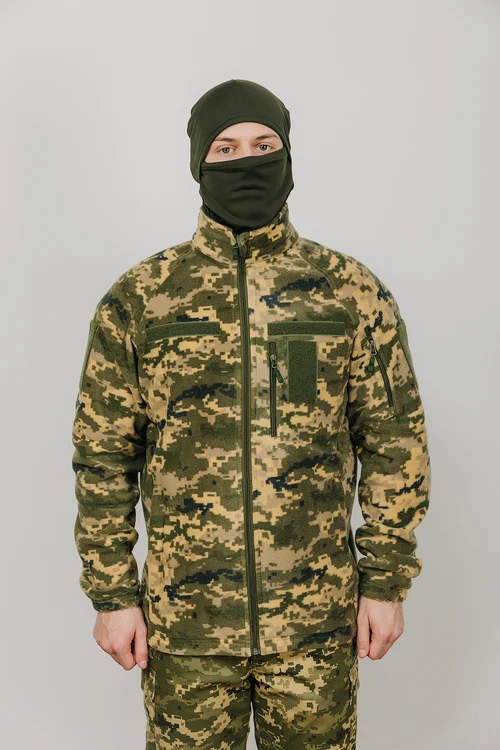 FLEECE JACKET ARMY OLIVE-PIXEL - фото №6